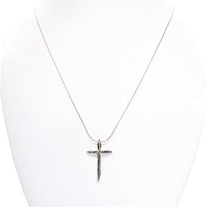 Small sterling modern-style cross pendant necklace