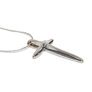 Small sterling modern-style cross pendant necklace