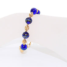 Load image into Gallery viewer, Cobalt blue Murano (Venetian) glass &amp; 14K gold leaf bracelet
