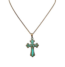 Load image into Gallery viewer, Patina brass cross pendant necklaces (2 styles)
