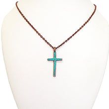 Load image into Gallery viewer, Hammered patina copper cross necklace (USA)
