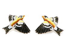 Load image into Gallery viewer, Goldfinch post earrings in cloisonné - Made in USA
