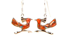 Load image into Gallery viewer, Roadrunner inlay earrings in shell, opal &amp; sterling silver with French wires (Made in the USA)

