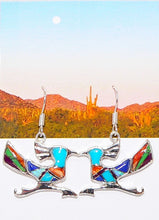 Load image into Gallery viewer, Roadrunner multi-gemstone inlay earrings with French wires (Made in the USA)
