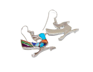 Roadrunner multi-gemstone inlay earrings with French wires (Made in the USA)