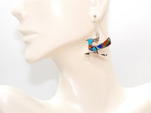 Load image into Gallery viewer, Roadrunner multi-gemstone inlay earrings with French wires (Made in the USA)
