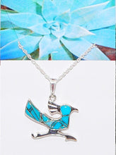 Load image into Gallery viewer, Roadrunner inlay pendant necklace in turquoise, opal &amp; sterling silver (Made in the USA)
