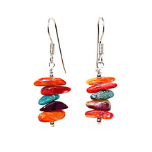 Load image into Gallery viewer, Spiny oyster shell &amp; turquoise chips earrings with French wires
