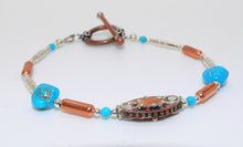 Load image into Gallery viewer, Mixed media (copper &amp; silver) Sleeping Beauty turquoise bracelets

