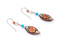 Load image into Gallery viewer, Mixed media (copper &amp; silver) Sleeping Beauty turquoise earrings
