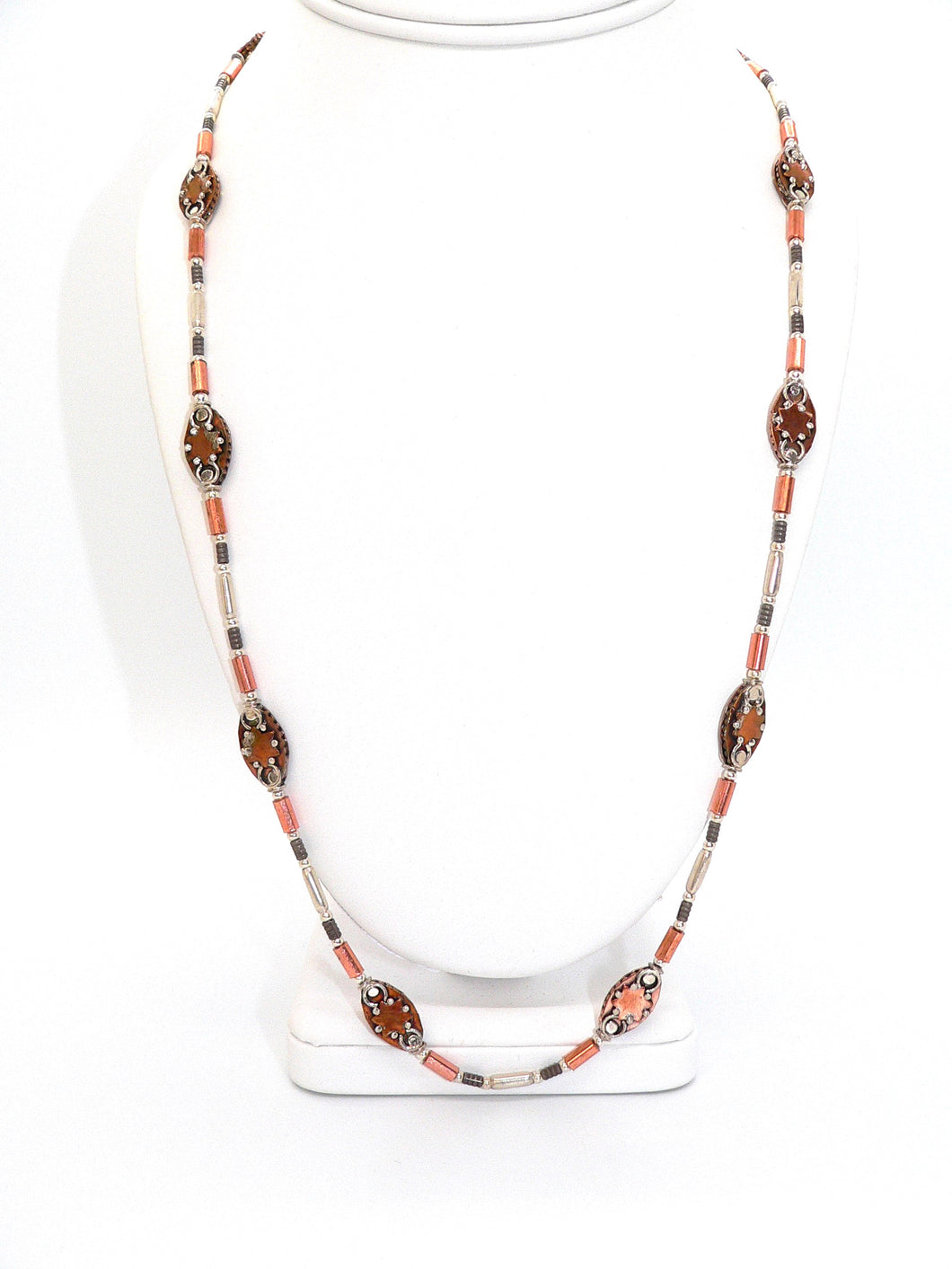 Mixed media (copper & silver) long necklace