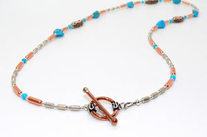 Mixed media (copper & silver) Sleeping Beauty turquoise necklaces