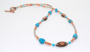 Mixed media (copper & silver) Sleeping Beauty turquoise necklaces