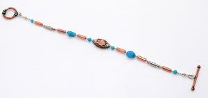 Mixed media (copper & silver) Sleeping Beauty turquoise bracelets