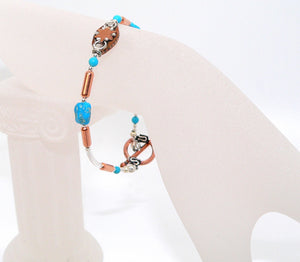 Mixed media (copper & silver) Sleeping Beauty turquoise bracelets