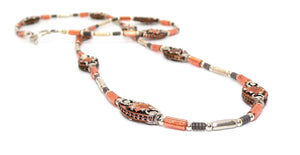 Mixed media (copper & silver) long necklace