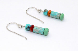 Turquoise, variscite or lapis & shell earrings with sterling French wires