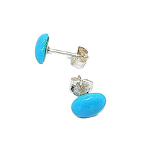 Load image into Gallery viewer, Kingman turquoise cabochon stud post sterling silver earrings (6x8mm)
