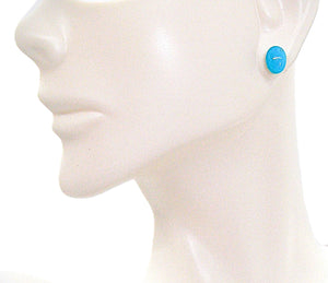 Kingman turquoise cabochon stud post sterling silver earrings (6x8mm)
