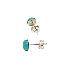 Carico Lake turquoise (Nevada) cabochon stud post sterling earrings (6mm)