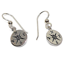 Load image into Gallery viewer, Sterling silver compass earrings with French wires
