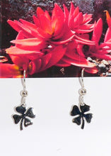 Load image into Gallery viewer, Sterling silver 4-leaf clover dangle earrings
