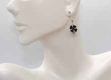 Load image into Gallery viewer, Sterling silver 4-leaf clover dangle earrings
