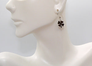Sterling silver 4-leaf clover dangle earrings