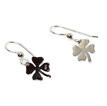 Load image into Gallery viewer, Sterling silver 4-leaf clover dangle earrings
