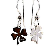 Load image into Gallery viewer, Sterling silver 4-leaf clover dangle earrings
