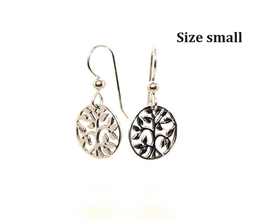 Tree of life sterling silver earrings with French wires (2 sizes)