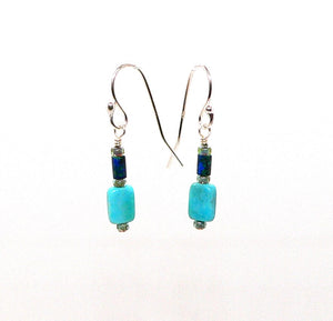 Sleeping Beauty turquoise, alunite or azurite malachite (Arizona-mined) earrings