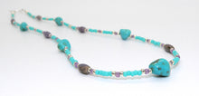 Load image into Gallery viewer, Turquoise Mt. turquoise, Burrow Creek agate (Arizona-mined) gemstones necklace

