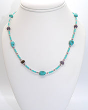 Load image into Gallery viewer, Turquoise Mt. turquoise, Burrow Creek agate (Arizona-mined) gemstones necklace
