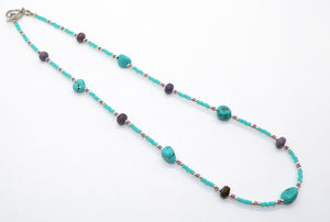 Turquoise Mt. turquoise, Burrow Creek agate (Arizona-mined) gemstones necklace
