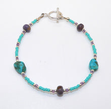 Load image into Gallery viewer, Turquoise Mt. turquoise, Burrow Creek agate (Arizona-mined) gemstones bracelet
