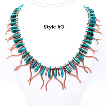 Load image into Gallery viewer, Turquoise &amp; copper stick bib necklaces (2 styles)
