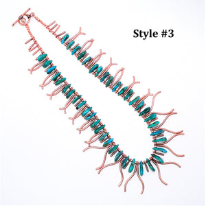 Turquoise & copper stick bib necklaces (2 styles)