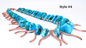 Turquoise & copper stick bib necklaces (2 styles)