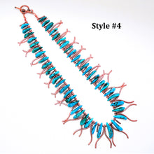Load image into Gallery viewer, Turquoise &amp; copper stick bib necklaces (2 styles)
