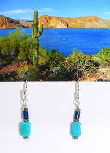 Sleeping Beauty turquoise, alunite or azurite malachite (Arizona-mined) earrings