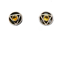 Load image into Gallery viewer, Brilliant cut inset citrine sterling post earrings
