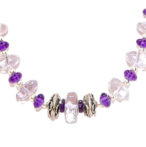 Amethyst & rose amethyst in sterling silver necklace