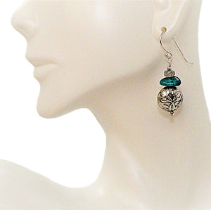 Nacosari turquoise, labradorite, and sterling earrings with French wires
