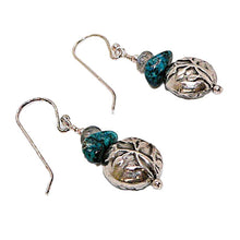 Load image into Gallery viewer, Nacosari turquoise, labradorite, and sterling earrings with French wires
