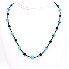 Load image into Gallery viewer, Turquoise, black spinel, crystal &amp; sterling silver necklace
