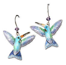 Load image into Gallery viewer, Broadbill hummingbird earrings on sterling French wires - USA made
