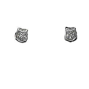Tiny sterling silver owl post earrings