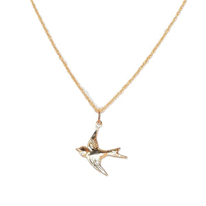 14k GF swallow in flight pendant on gold chain