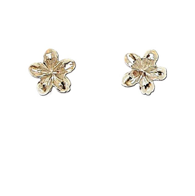 Sterling silver plumeria flower post stud earrings - made in USA